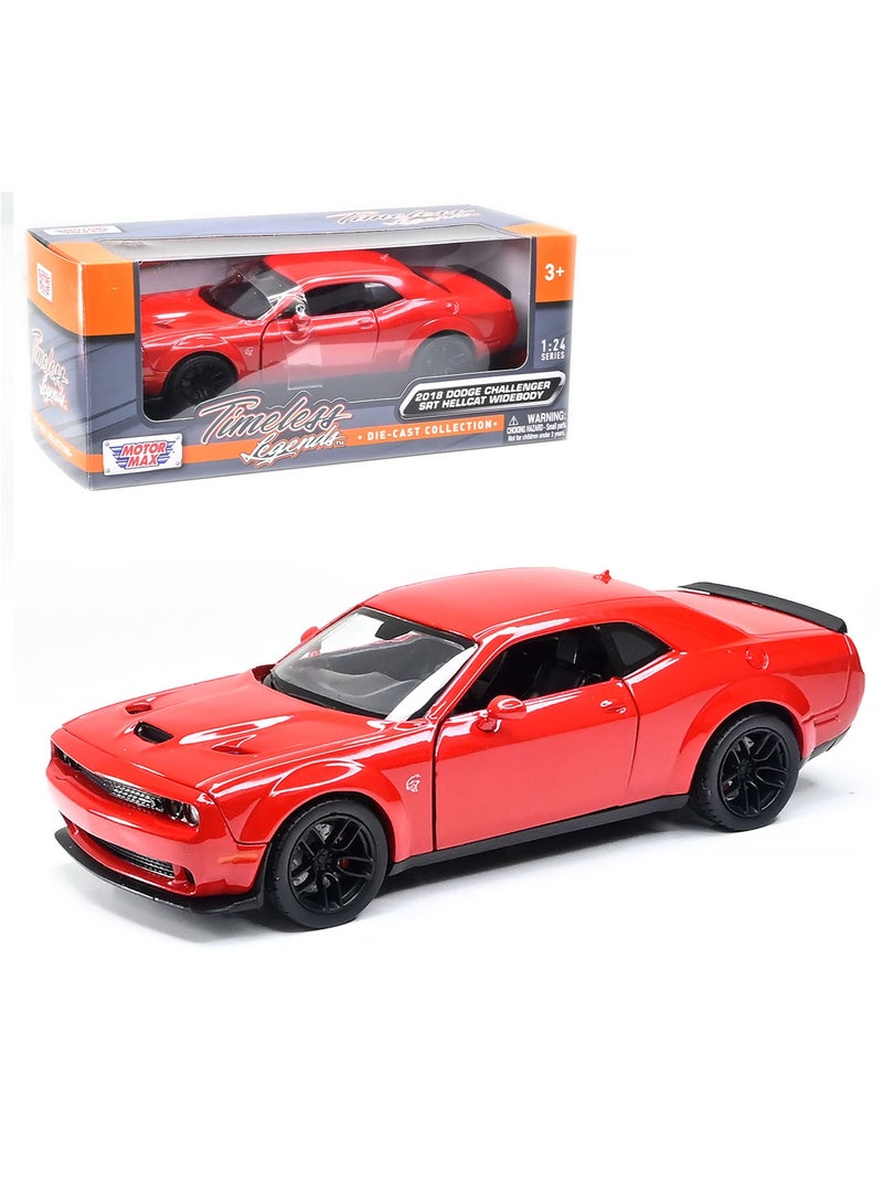 Motormax 1:24 Scale Dodge Challenger SRT Hellcat Widebody Die-Cast Model Car – Red, Collectible Toy Vehicle - Image 1