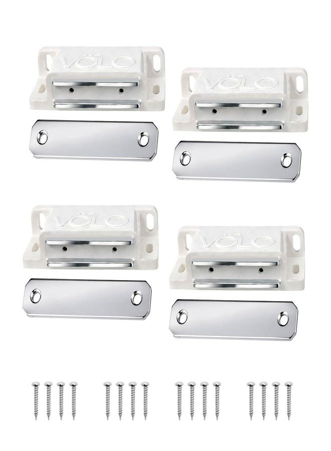 VOLO Pack of 4 PVC Magnetic Door Catcher - Cabinet and Cupboard Door Magnet for Wardrobe, Kitchen, Bathroom and Office Doors | White - Image 1