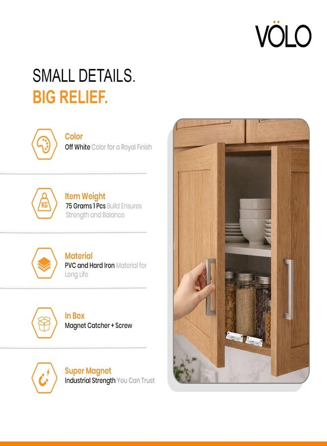 VOLO Pack of 4 PVC Magnetic Door Catcher - Cabinet and Cupboard Door Magnet for Wardrobe, Kitchen, Bathroom and Office Doors | White - Image 5