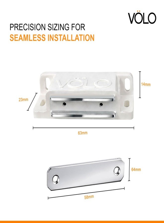 VOLO Pack of 4 PVC Magnetic Door Catcher - Cabinet and Cupboard Door Magnet for Wardrobe, Kitchen, Bathroom and Office Doors | White - Image 2