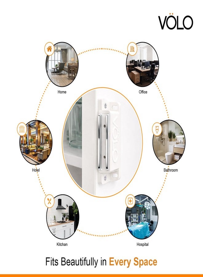VOLO Pack of 4 PVC Magnetic Door Catcher - Cabinet and Cupboard Door Magnet for Wardrobe, Kitchen, Bathroom and Office Doors | White - Image 3
