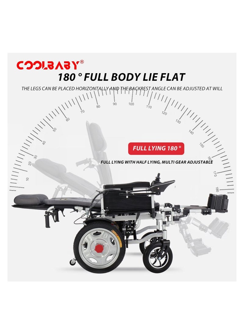 Cool Baby - COOLBABY Electric Power Wheelchair Can Fold Lightweight Elderly Disabled Intelligent Adjustment Automatic Full-lying Electric Wheelchair Scooter - Image 1