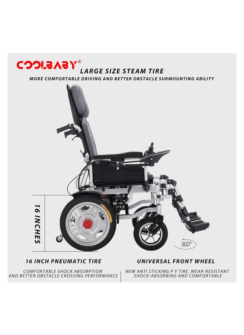 Cool Baby - COOLBABY Electric Power Wheelchair Can Fold Lightweight Elderly Disabled Intelligent Adjustment Automatic Full-lying Electric Wheelchair Scooter - Image 1
