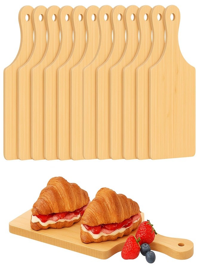 SHANDERBAR 12 Pcs Thicken Bamboo Wooden Cutting Board with Handle,11x5 Inch Hanging Charcuterie Boards Unfinished Wood Cutting Board Blanks Bulk for Crafts,Laser Engraving Wedding Mother's Day Housewarming Gift - Image 1