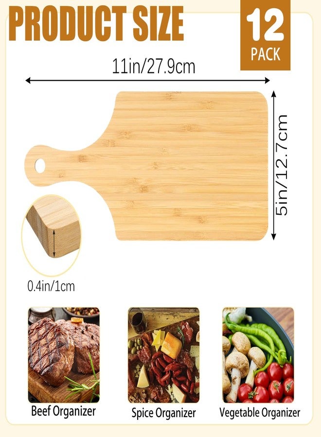 SHANDERBAR 12 Pcs Thicken Bamboo Wooden Cutting Board with Handle,11x5 Inch Hanging Charcuterie Boards Unfinished Wood Cutting Board Blanks Bulk for Crafts,Laser Engraving Wedding Mother's Day Housewarming Gift - Image 3