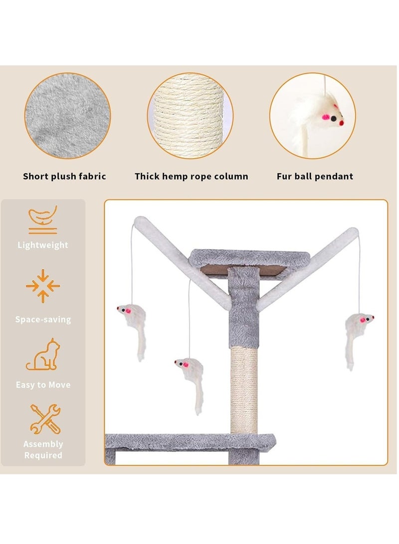 Yoawllty Cat Tree Tower with Ladder, Cat Tower Stairs Steps, Cat House Indoor High-end Design Furniture Activity Centre for Multiple Large Cats(Grey) - Image 4