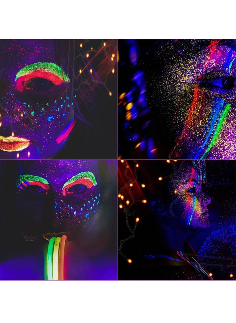 Bowitzki Bowitzki UV Neon Face and Body Paint 8 x 30ml (1.0 fl oz) Liquid Large Kit Black Light Glow in the Dark Makeup Set Fluorescent Painting for Adults Kids Music Festivals Party  - Image 2