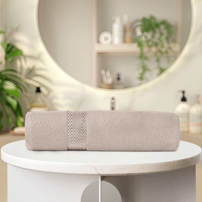 ريست REST  1PC Bath Sheet 100% Cotton 100x150 cm , 39x59 inches Extra Large Taupe Towel Soft and High Absorbent Super Soft Quality Towel - Image 2