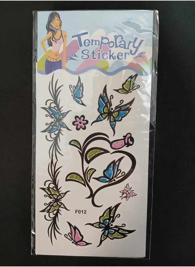 Generic Butterflies and flowers) Colorful body tattoo of butterflies and spring flowers Happy Home) 