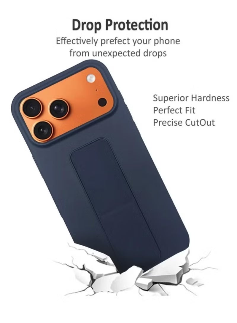 MUDISO Slim & Durable Apple iPhone 17 Pro Max Case Cover with Built-In Magnetic Hand Grip – 3-in-1 Shock-Absorbent Protective Phone Case in Stylish Blue Featuring Secure Handling Grip, Stand Function & Maximum Protection – Perfect Fit for iPhone 17 Pro Max - Image 3