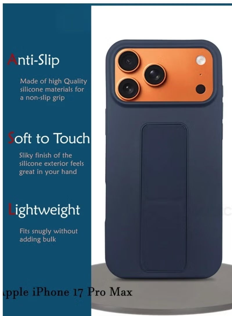 MUDISO Slim & Durable Apple iPhone 17 Pro Max Case Cover with Built-In Magnetic Hand Grip – 3-in-1 Shock-Absorbent Protective Phone Case in Stylish Blue Featuring Secure Handling Grip, Stand Function & Maximum Protection – Perfect Fit for iPhone 17 Pro Max - Image 2