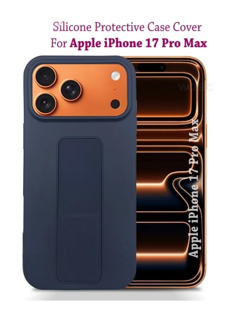 MUDISO Slim & Durable Apple iPhone 17 Pro Max Case Cover with Built-In Magnetic Hand Grip – 3-in-1 Shock-Absorbent Protective Phone Case in Stylish Blue Featuring Secure Handling Grip, Stand Function & Maximum Protection – Perfect Fit for iPhone 17 Pro Max - Image 1