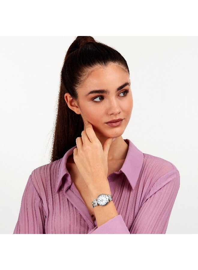 B&G Women's White Round Analog Dial with Silver Stainless Steel Band Watch - 30mm - R3853321502 - Image 5