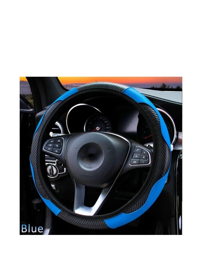 Generic Carbon Fiber Car Steering Wheel Cover, Universal Breathable Anti Slip Steering Wheel Covers, Car Interior Accessories for Men and Women, Fit for Most Car and trucks - Image 1