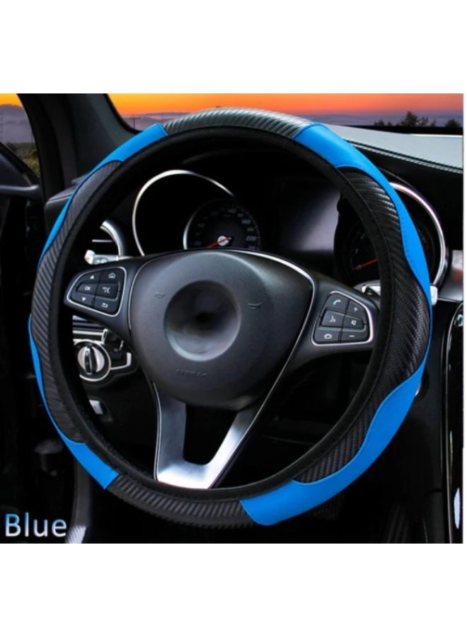 غطاء عجلة قيادة السيارة من ألياف الكربون، أغطية عجلة قيادة عالمية قابلة للتنفس ومضادة للانزلاق، ملحقات داخلية للسيارة للرجال والنساء، تناسب معظم السيارات والشاحنات - Image 2