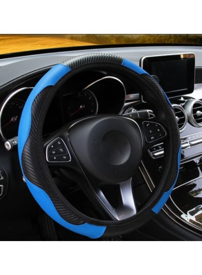 غطاء عجلة قيادة السيارة من ألياف الكربون، أغطية عجلة قيادة عالمية قابلة للتنفس ومضادة للانزلاق، ملحقات داخلية للسيارة للرجال والنساء، تناسب معظم السيارات والشاحنات - Image 1