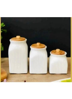 3-Piece Bamboo Vacuum Lid Porcelain Tea Sugar Coffee Jar Set - pzsku/Z7665F1AFFA0A8537916EZ/45/_/1725791402/f1f6935f-973b-41e3-b3aa-1f72e214986d