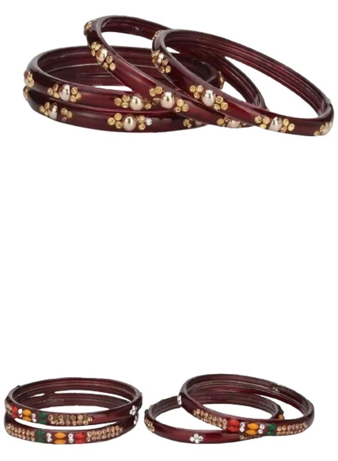 1st Time Modern Bangles/Kada Set- Perfect For Party, Wedding, Celebrations And Functions, Combo Of 2 Set, Each Set In Set 4 Bangles, Mahroon - B8 - Image 1