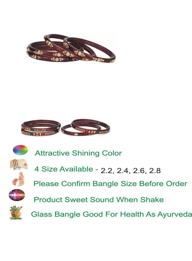 1st Time Modern Bangles/Kada Set- Perfect For Party, Wedding, Celebrations And Functions, Combo Of 2 Set, Each Set In Set 4 Bangles, Mahroon - B8 - Image 5