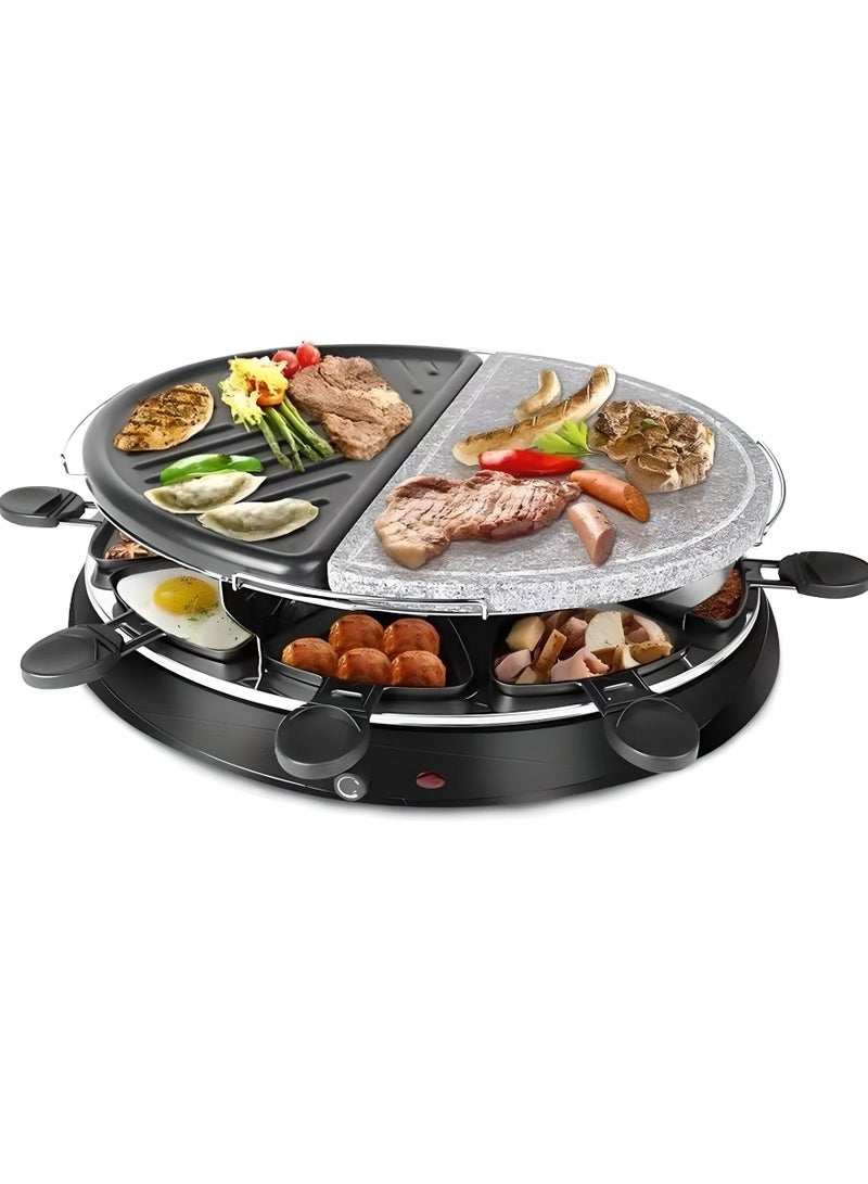 Dxmocos Raclette Grill 1500W Smokeless Indoor Raclette Cheese Machine Barbecue Grill Electric Griddles for 8 Person with 8 Non-Stick Pans, Double-Sided Non-Stick Plate, Adjustable Thermostatic Heat Control  - Image 1