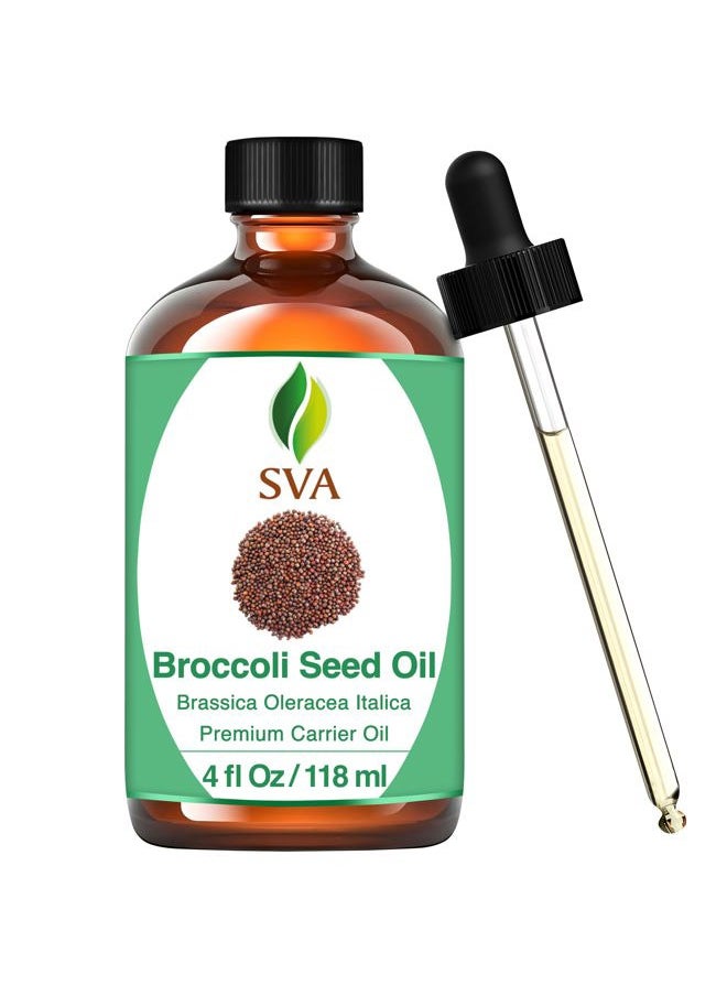 SVA Organics SVA Broccoli Seed Oil - 4 Fl Oz – 100% Natural Cold Pressed Broccoli Oil - for Face, Skin Care, Hair Care, Scalp Massage & Body Massage – Carrier Oil with Dropper  - Image 1
