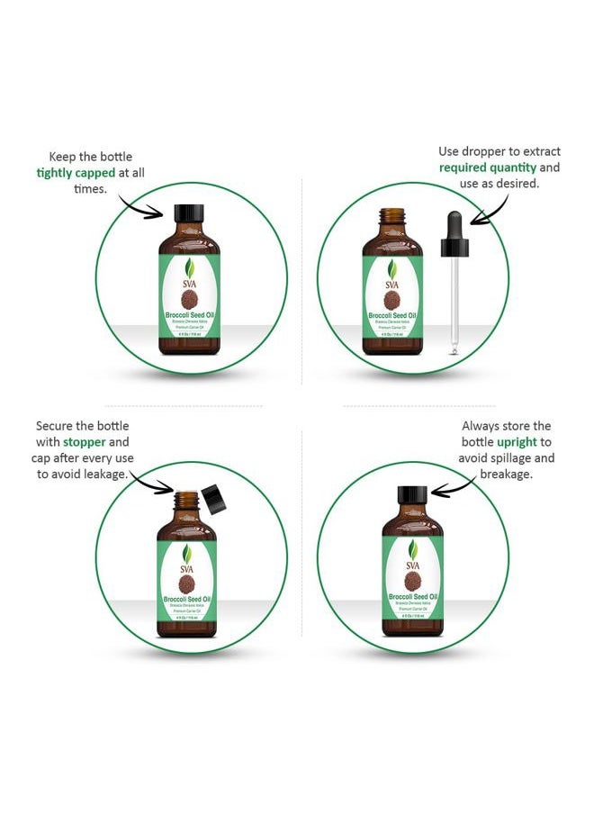 SVA Organics SVA Broccoli Seed Oil - 4 Fl Oz – 100% Natural Cold Pressed Broccoli Oil - for Face, Skin Care, Hair Care, Scalp Massage & Body Massage – Carrier Oil with Dropper  - Image 2