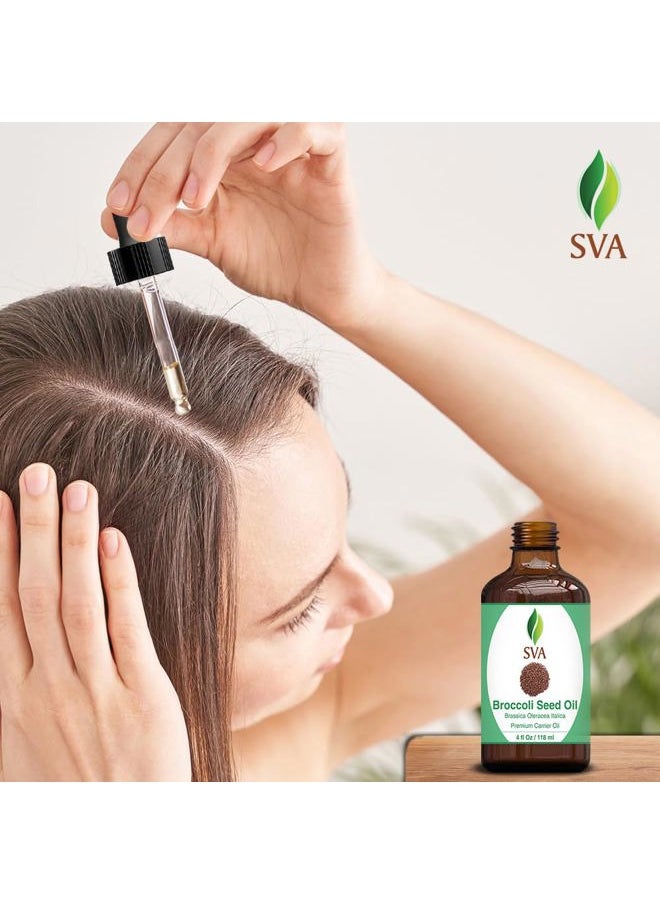 SVA Organics SVA Broccoli Seed Oil - 4 Fl Oz – 100% Natural Cold Pressed Broccoli Oil - for Face, Skin Care, Hair Care, Scalp Massage & Body Massage – Carrier Oil with Dropper  - Image 5