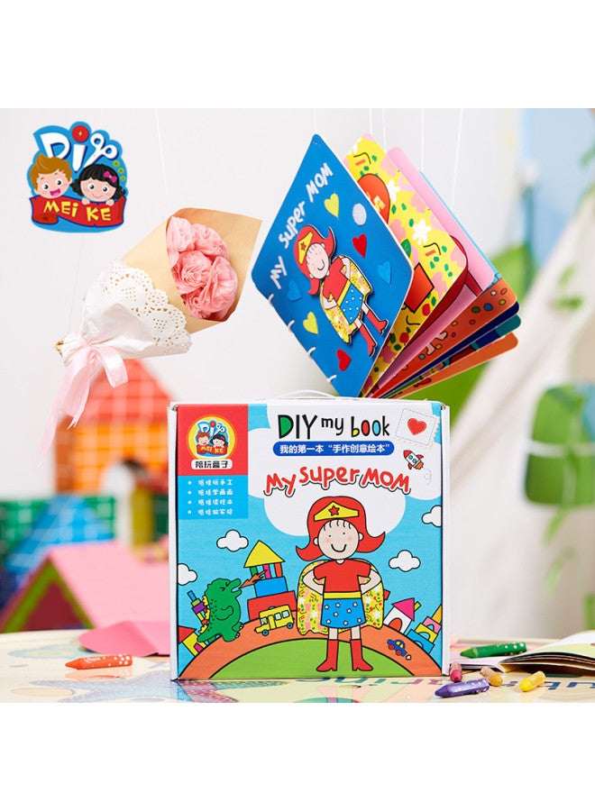 5.10 Mother's Day Gift Picture Book Handmade Diy My Super Mama Leather Book Picture Book Stereo Book Cloth Book-Color:Hand-made Picture Books-my Super Mother - Image 2