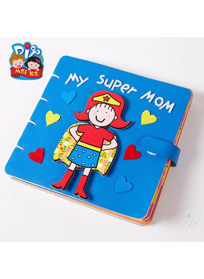 5.10 Mother's Day Gift Picture Book Handmade Diy My Super Mama Leather Book Picture Book Stereo Book Cloth Book-Color:Hand-made Picture Books-my Super Mother - Image 4