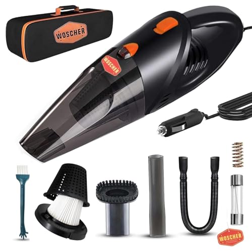 WOSCHER AutoVac Pro High Power Auto Car Vacuum Cleaner for Deep Cleaning, Hand Held Portable Car Vacuum with DC 12V, 140W Vacuum Motor & Powerful Suction 5000PA, Black - Image 1