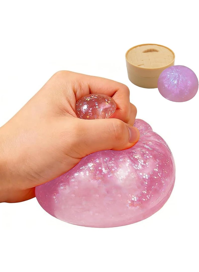 GIOIO Glitter Dumpling Squishies, Squishies dumpling, Colorful Dumplings Stress Fidget, Soft Squeeze Decompression Dough, Sensory Stress Ball Squeeze Toys (Pink) - Image 1
