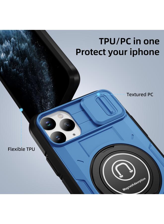 زبون جراب لهاتف iPhone 11 Pro مزود بحامل مغناطيسي من مادة TPU الهجينة مع حامل مغناطيسي لهاتف iPhone 11 Pro - Image 4