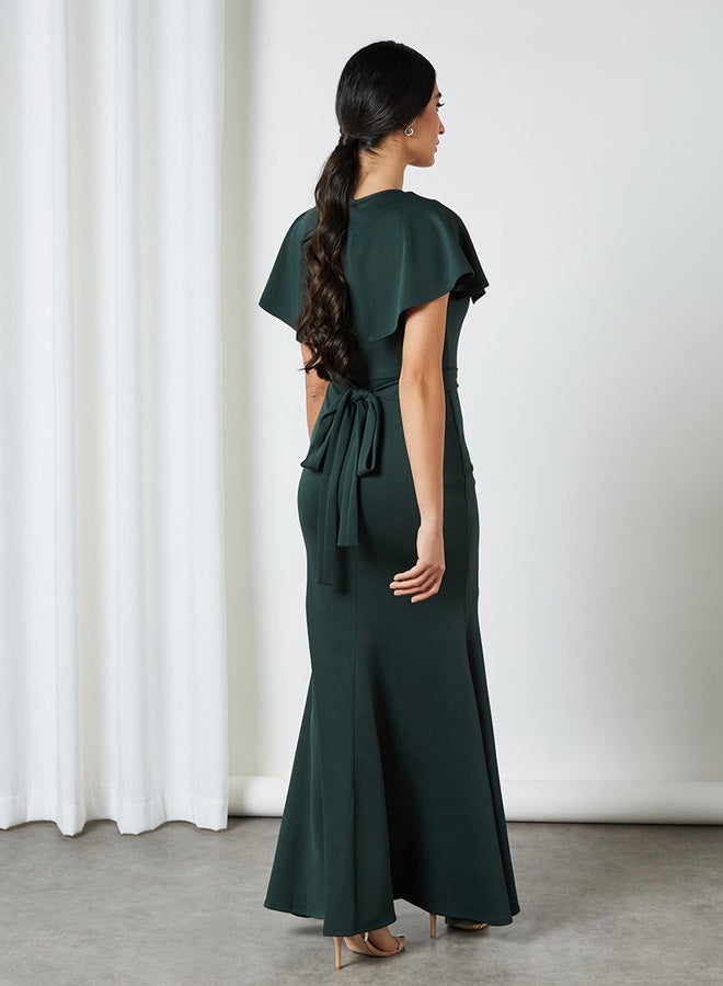 Embellished Neckline Dress Green - Image 2