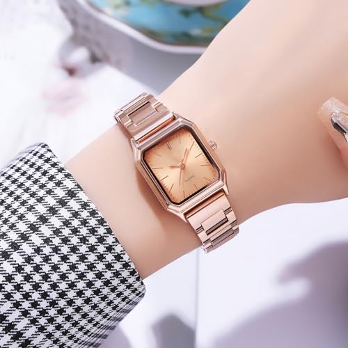 TOOCAT Steel Strap Women's Watch, Fashion Simple Ladies Quartz Watch, Waterproof Rose Gold Pointer Ladies Wristwatch (Rose Gold) - Image 3