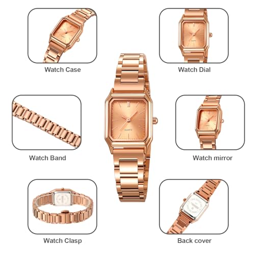 TOOCAT Steel Strap Women's Watch, Fashion Simple Ladies Quartz Watch, Waterproof Rose Gold Pointer Ladies Wristwatch (Rose Gold) - Image 5