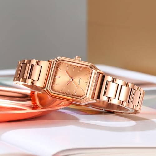TOOCAT Steel Strap Women's Watch, Fashion Simple Ladies Quartz Watch, Waterproof Rose Gold Pointer Ladies Wristwatch (Rose Gold) - Image 4