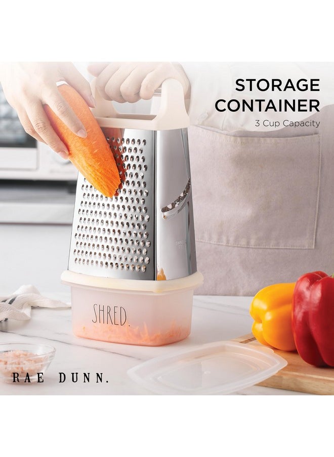 Rae Dunn Rae Dunn 4-Sided Stainless Steel Box Grater - Fine, Medium and Coarse Grate, and Slicing, Detachable Cup Storage Container  - Image 4