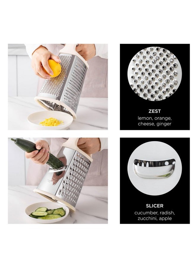 Rae Dunn Rae Dunn 4-Sided Stainless Steel Box Grater - Fine, Medium and Coarse Grate, and Slicing, Detachable Cup Storage Container  - Image 5