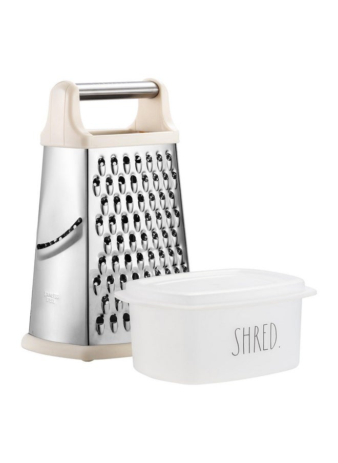 Rae Dunn Rae Dunn 4-Sided Stainless Steel Box Grater - Fine, Medium and Coarse Grate, and Slicing, Detachable Cup Storage Container  - Image 1