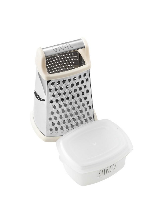 Rae Dunn Rae Dunn 4-Sided Stainless Steel Box Grater - Fine, Medium and Coarse Grate, and Slicing, Detachable Cup Storage Container  - Image 2
