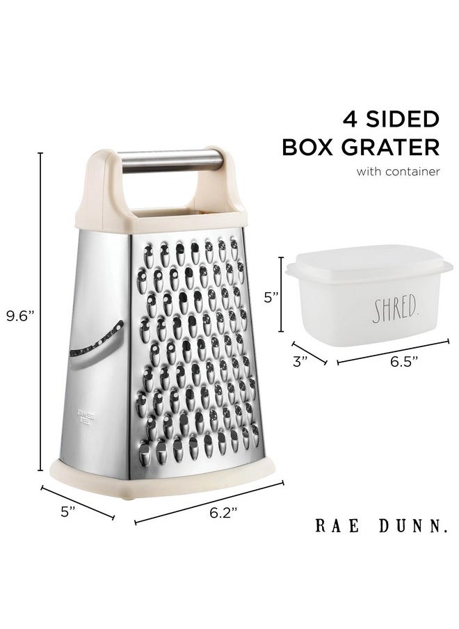 Rae Dunn Rae Dunn 4-Sided Stainless Steel Box Grater - Fine, Medium and Coarse Grate, and Slicing, Detachable Cup Storage Container  - Image 3