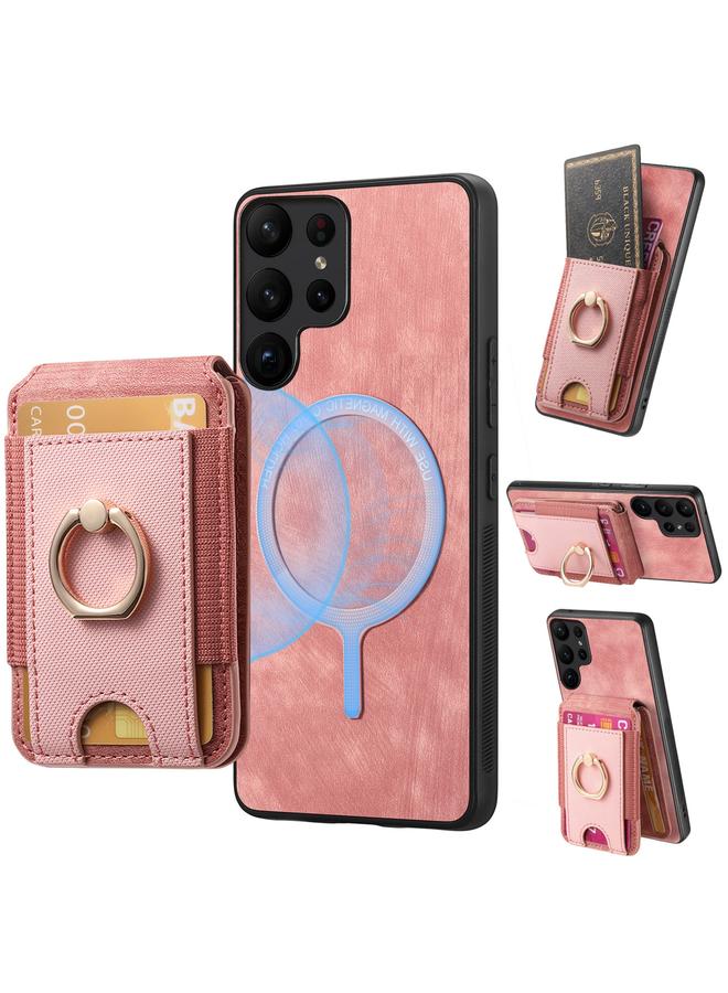 اس-توب جراب هاتف جلدي لهاتف Samsung Galaxy S23 Ultra 5G بتصميم كلاسيكي مع حامل مغناطيسي قابل للفصل وحقيبة بطاقات - Image 1