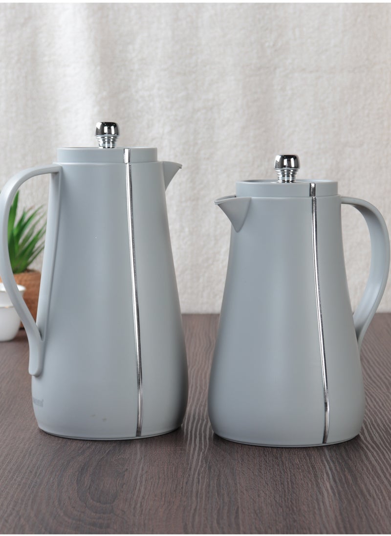 HOMEVEO The Line Thermos Set 1L + 0.6L - Elegant design for coffee and tea and superior thermal insulation to maintain heat for 20 hours  - Image 1
