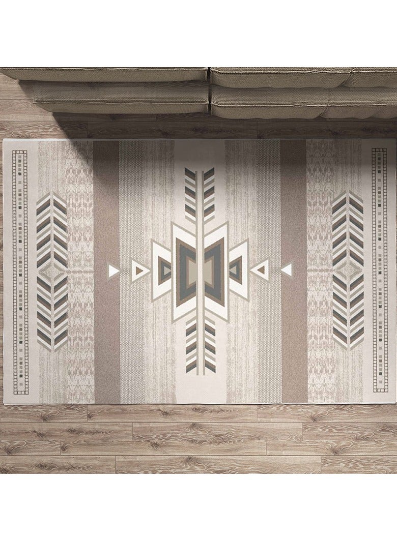 Loquat سجادة من ألياف البوليستر بنمط عرقي عتيق مزينة بحبر تجريدي