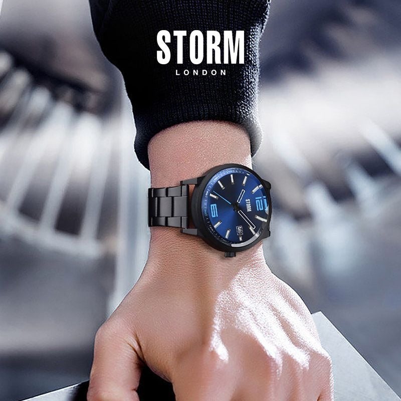 ستورم ساعة رجالية كوارتز من سلسلة KOSHI بتصميم بريطاني مستورد من STORM، بقرص كبير ولون أزرق داكن متألق - Image 5
