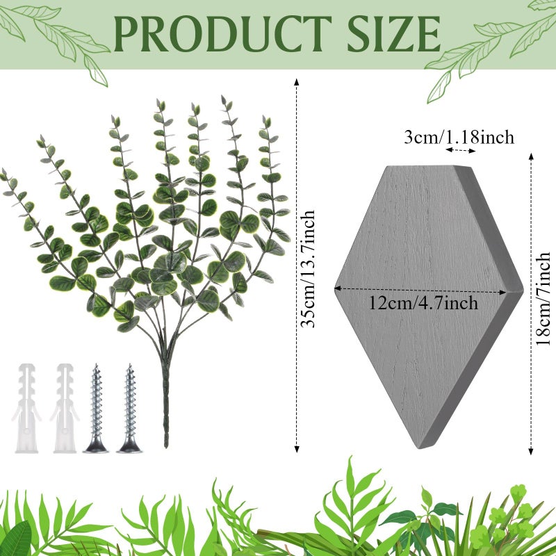Chunful Wooden Wall Planter Decor Hanging Fake Plants Greenery Flowers Holder Vase Boxes for Wall Farmhouse Bohemian Living Room Bedroom Kitchen Office Indoor Decoration (Light Gray,2 Pcs) - Image 2