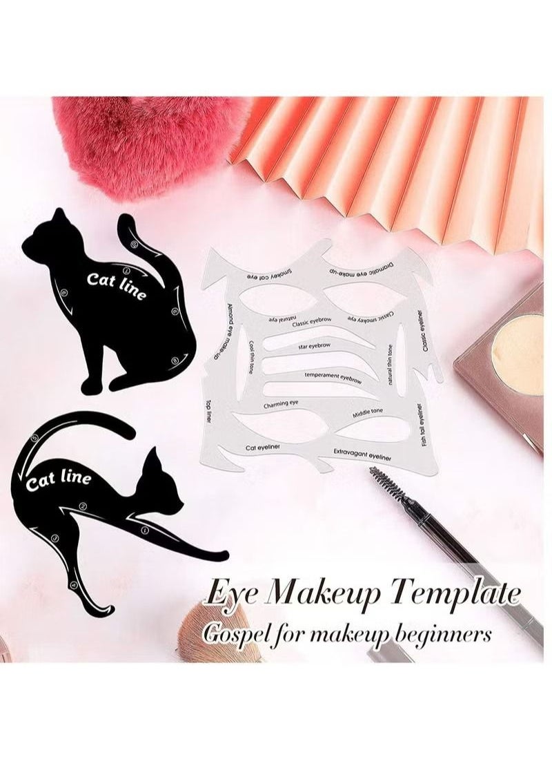 Generic - 8-Piece Cat Eyeliner Stencil Stickers With 27 Styles Professional Stamp Stencils With Eyeliner Stencil Tape Eyes With Wings With Sticker Set For Eyeshadow And Eyeliner With Makeup Beginners Essentials - Image 1