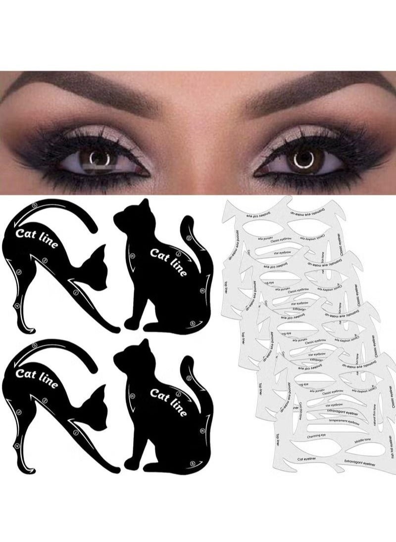 Generic - 8-Piece Cat Eyeliner Stencil Stickers With 27 Styles Professional Stamp Stencils With Eyeliner Stencil Tape Eyes With Wings With Sticker Set For Eyeshadow And Eyeliner With Makeup Beginners Essentials - Image 1