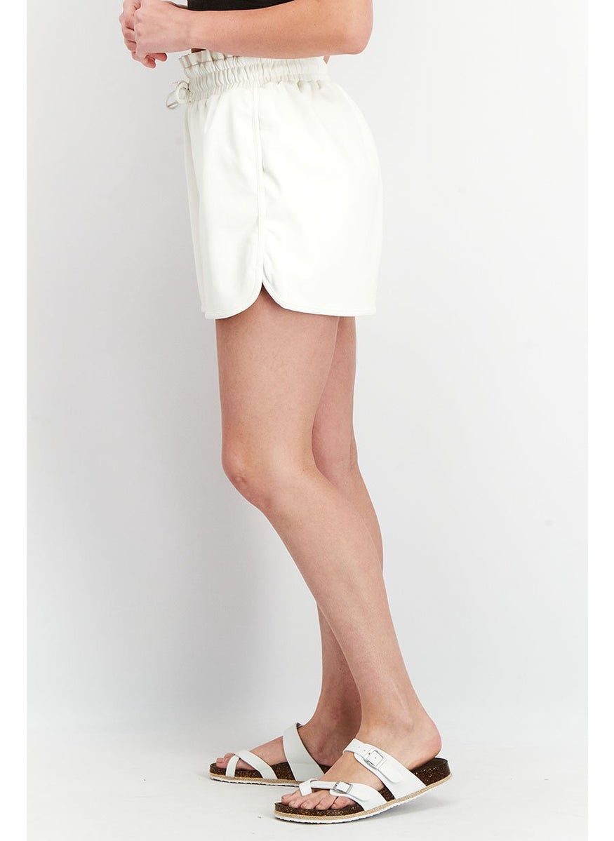 Threadbare Women Textured Drawstring Shorts, White  - Image 2