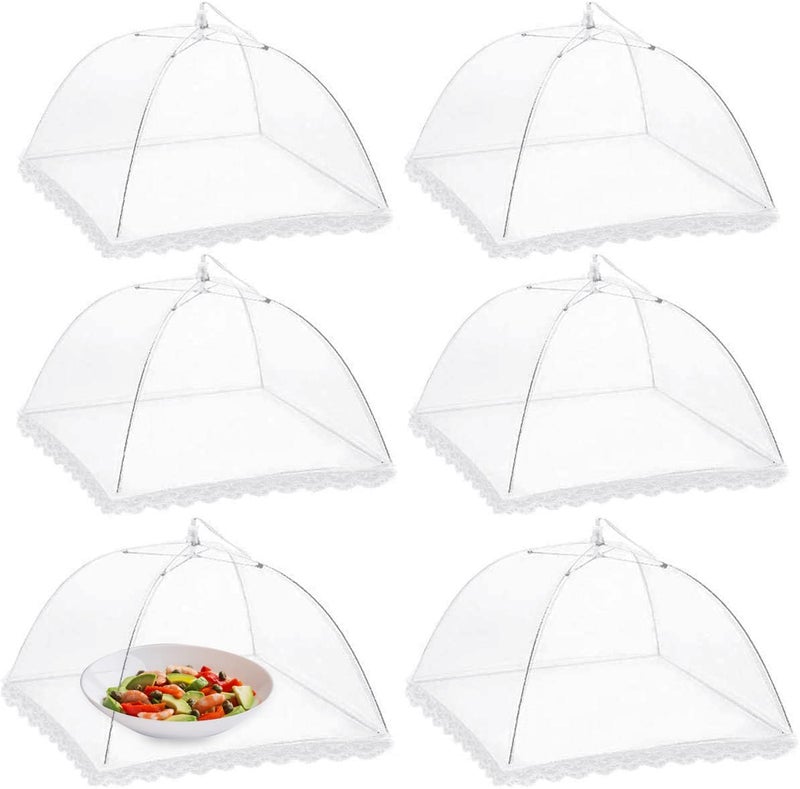 Vintoney Pop-Up Mesh Food Cover, Mesh Screen Food Covers Umbrella Tent, Reusable and Collapsible Food Cover Net Keep Out Outdoor Flies, Bugs, Mosquitos, Picnics, BBQ Mesh Food Cover Nets, 6Pack (17 Inch) - Image 1